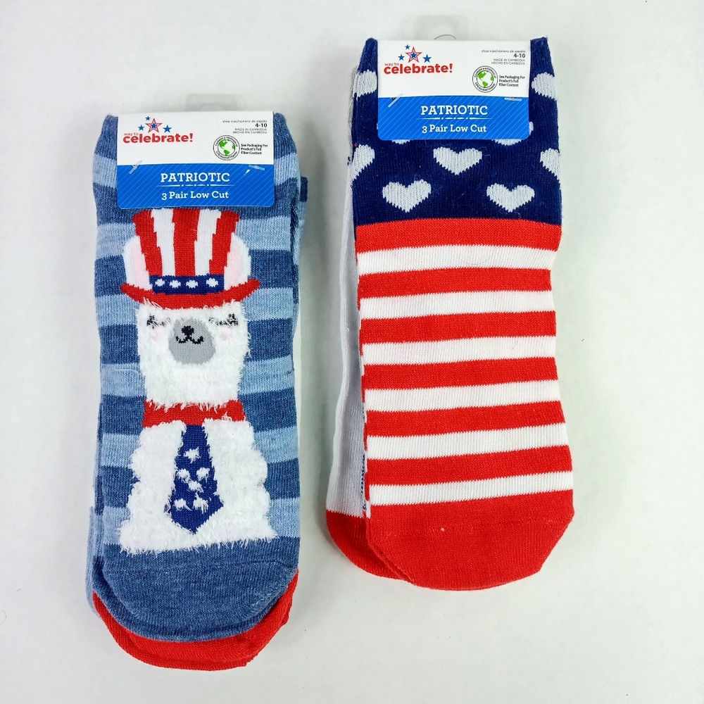 Women's Patriotic Socks 6 Pair Low Cut